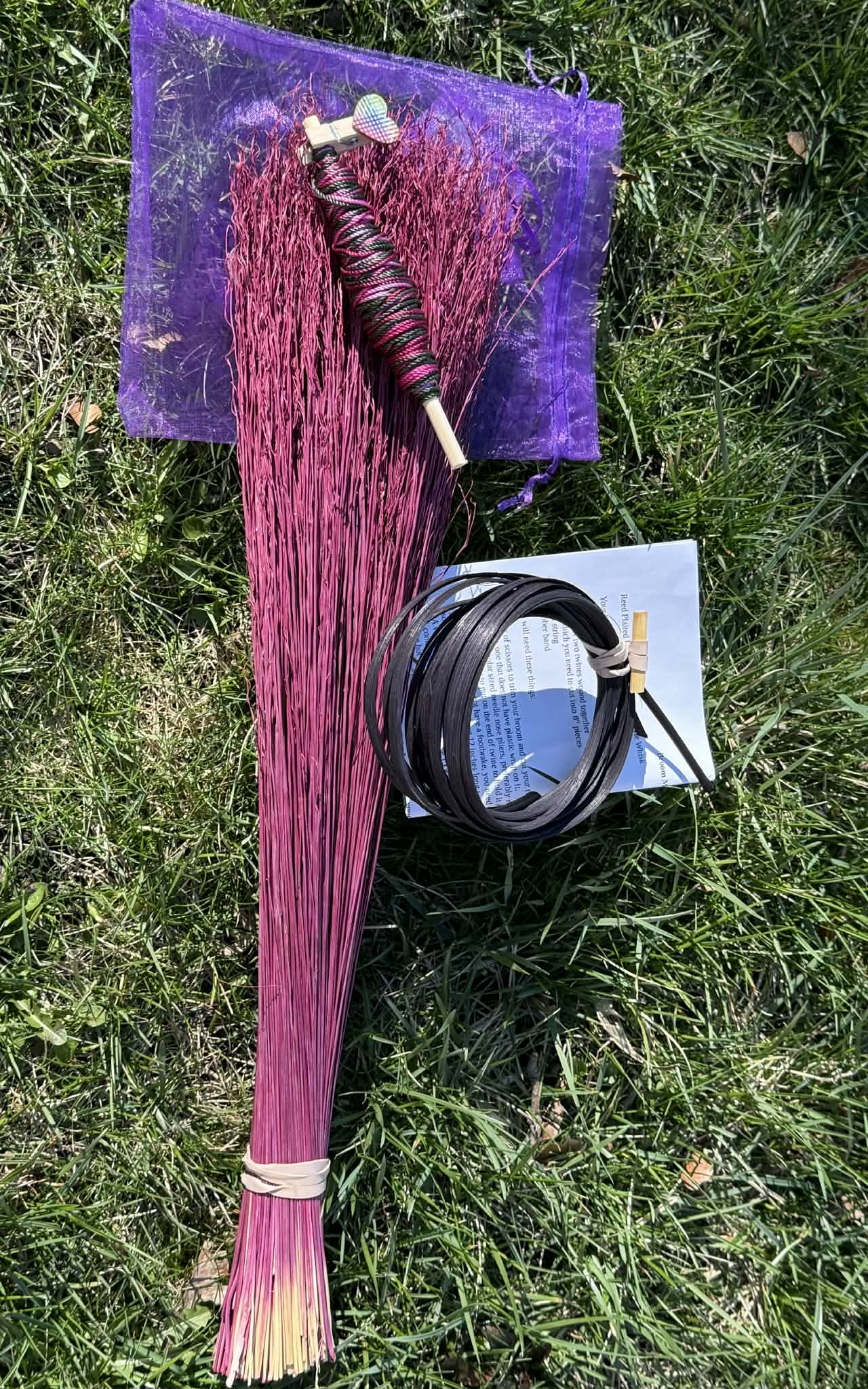 Broom Making 201 - Bouganvilla - Reed Plaited Handle Turkey Wing Whisk